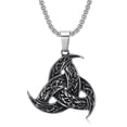 thumbnail image 3 of GKNET Men's Viking Triple Horn of Odin Pendant Necklace Punk Rock Biker Delicate Jewelry 24", 3 of 3