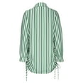 thumbnail image 3 of Cavosen Womens Work Tops Loose Fit Long Sleeve Button down Shirts Lapel Neck Collared Striped Blouse Dressy Flowy Tees Office Business Suit Boyfriend Drawstring Tops Green 2XL, 3 of 4