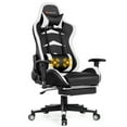 thumbnail image 1 of Costway Massage Gaming Chair Reclining Swivel Racing Office Chair with Footrest White, 1 of 10