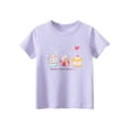 thumbnail image 1 of PEASKJP Girls T-Shirt à Manches Courtes Summer Col Rond, Violet 100, 1 of 5