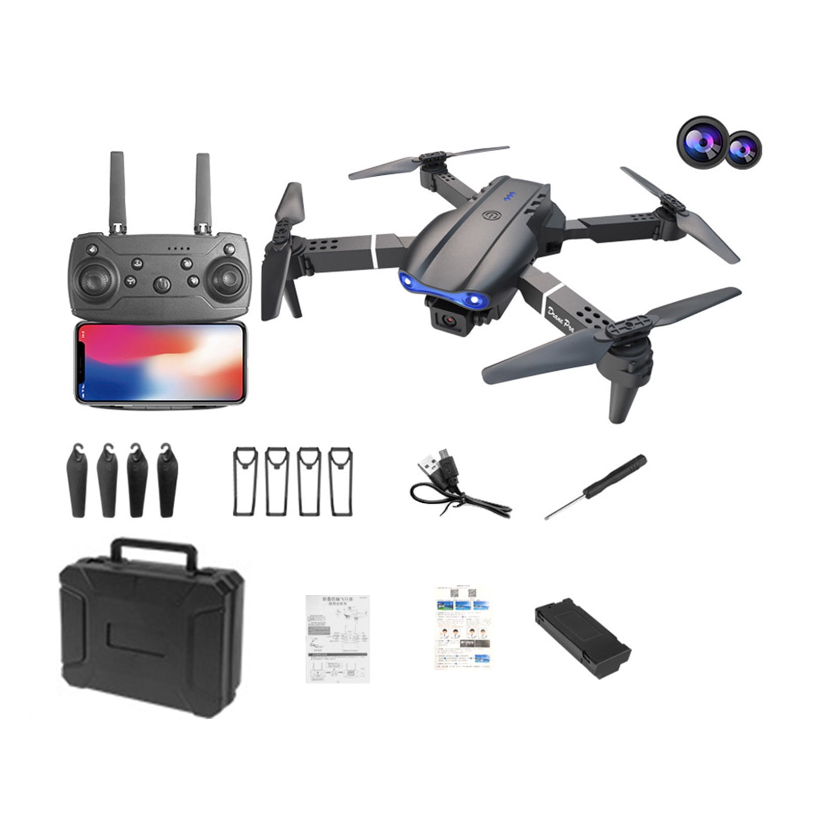 Fiudx Dron Plegable con Cámara 4K, Wifi Fpv, Motor Sin Escobillas, 20 ...