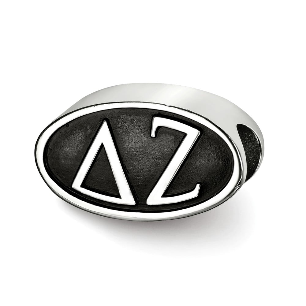 925 Sterling Silver Logoart Delta Zeta Oval Letters Bead; for Adults and Teens; for Women and Men