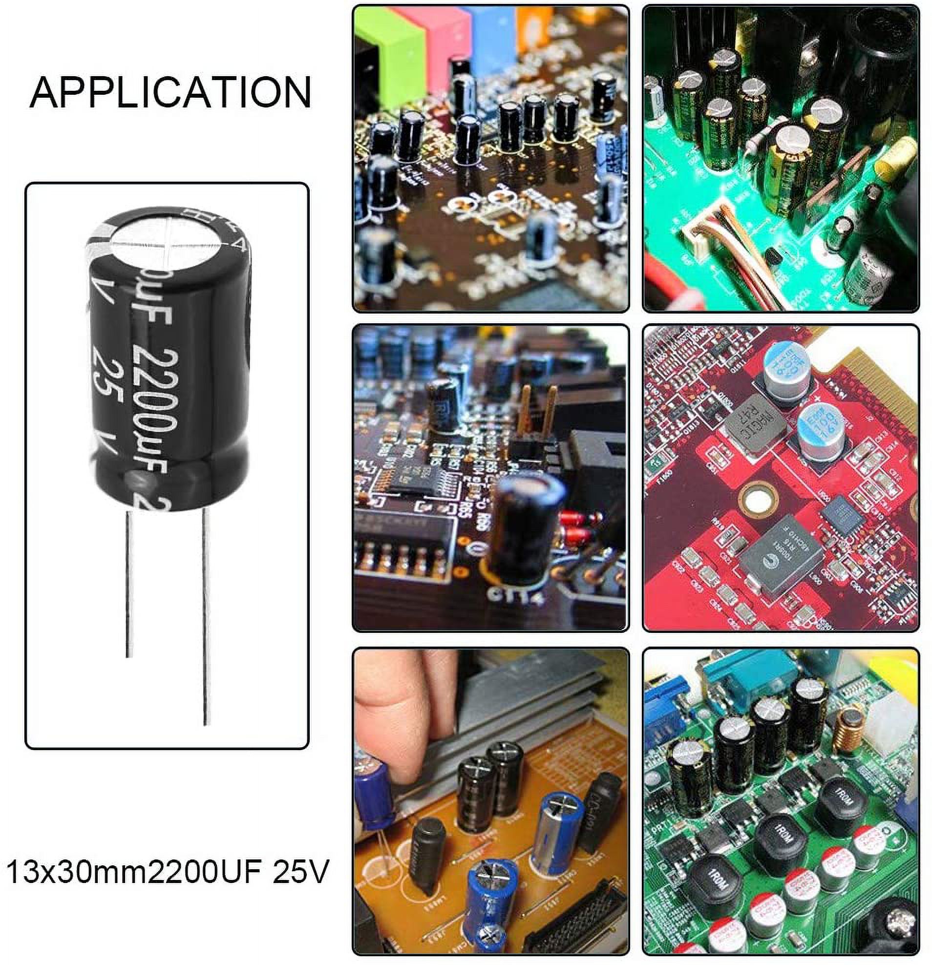 10pcs 2200µF 25V Aluminum Electrolytic Capacitors – 10x25mm Radial Lead