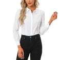 thumbnail image 2 of INSPIRE CHIC Leotard Shirt for Women's Collared Business Casual Button Down Long Sleeves Bodysuit Top S White, 2 of 6