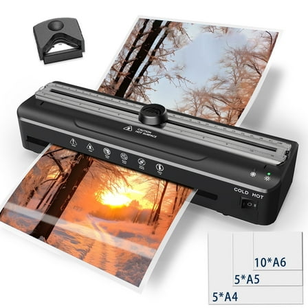 Crenova A4 Desktop Thermal Laminator, 9 inch Laminating Machine, Fast Warm Hot Cold Laminator Machine for School Use, with 20pcs Lamination Sheets, Black