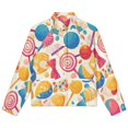 thumbnail image 4 of Jackets for Women Winter Coat Jackets Flannel Stand Collar Jacket(Candy Pattern Rainbow Lollipop,Size:S-4XL), 4 of 7