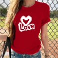 thumbnail image 5 of VKOYWKM Valentine T-Shirts Women Cute Love Heart Graphic Tees Valentine Short Sleeve Tops Holiday Crew Neck Valentines Day Heart Shirts, 5 of 5