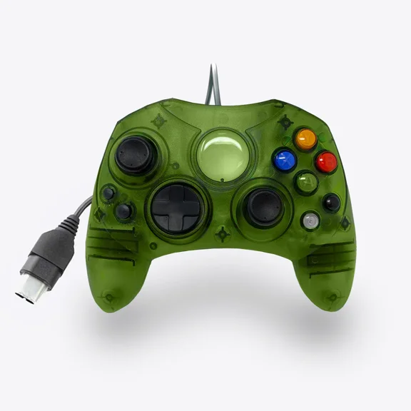 RetroFam Xbox Original Controller - The Duke Video Game Controller, Clear Green