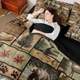 thumbnail image 4 of Homewish Bear Deer Duck Bedding Comforter Set 7pcs, Rustic Hunting Wildlife King Bedding Sets, Brown Vintage Patchwork Reversible Bed Sheets, Super Cozy Room Decor, 4 of 7