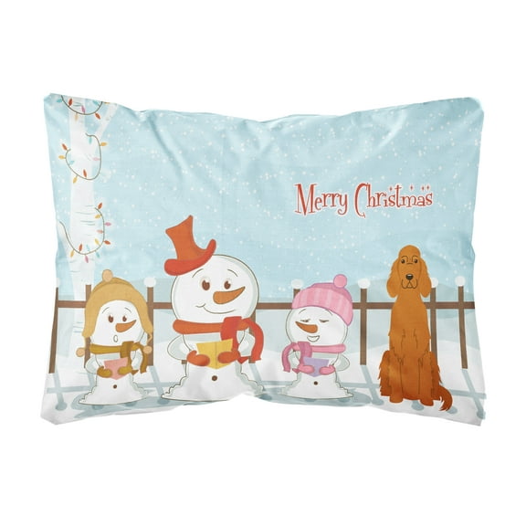 Merry Christmas Carolers Irish Setter Canvas Fabric Decorative Pillow