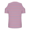 thumbnail image 5 of zfwon Women'S Casual Cold Shoulder T Shirt V Neck Short Sleeve Blouse Tunic Tops Sexy Casual Comfy T Shirt Colorblocked Gradient Print T-Shirt Pullover Tees Shirts, 5 of 6