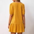 thumbnail image 4 of Mrasaso Deals Of The Day! Tennis Dress,Women's Summer Loose Fits Dress Cotton Linen Round Neck Short Sleeve Dress,Light & Breezy for Hot Summer DaysYellow L, 4 of 9
