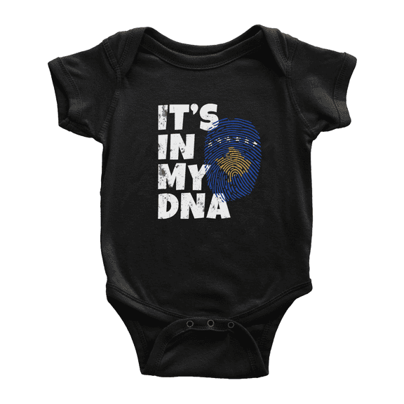 It's In My DNA Kosovar Flag Country Pride Baby Bodysuit Newborn Clothes Outfits (Black, 12-18 Months)