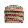 thumbnail image 2 of Laddha Home Designs Hand-Braided Bohemian Striped Square Pouf Ottoman - 18" - Multicolor, 2 of 6