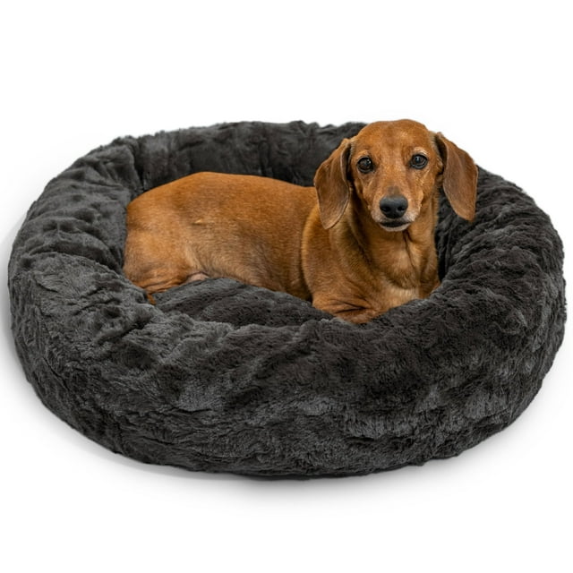 The Original Calming Donut - Cama para Gatos y Perros en Piel de Lux, tamaño pequeño de 23 x 23 Pulgadas