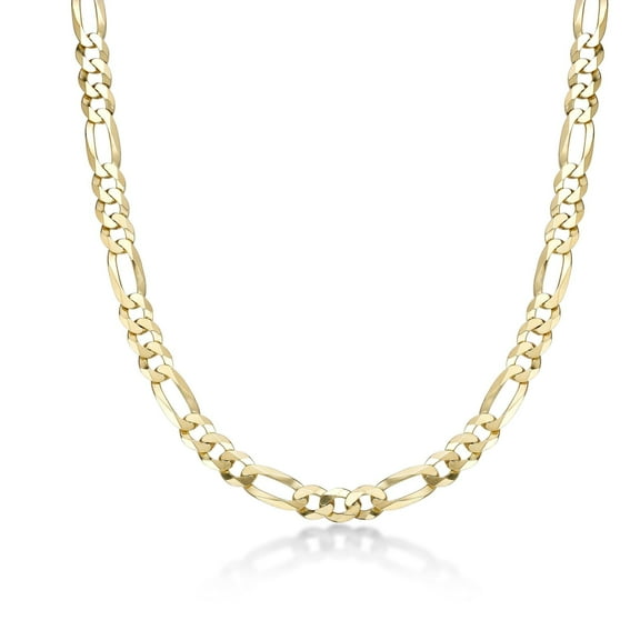 Yellow Gold Plated 925 Sterling Silver 8MM Flat Figaro Chain Necklace - 24 Inch