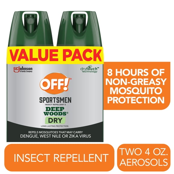 OFF! Sportsmen Deep Woods Dry Insect Repellent V, DEET Mosquito Bug Spray, 4 oz, 2 Count