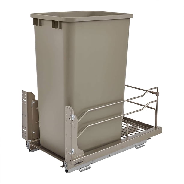 Bote de Basura Extraíble Rev-A-Shelf de 50 Cuartos con Cierre Suave Champagne