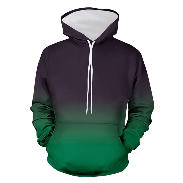 Atogsazn Chandail en Molleton Dégradé pour Hommes Manches Longues Ample Chandail à Capuche Décontracté Imprimé Blouse Vert Mode
