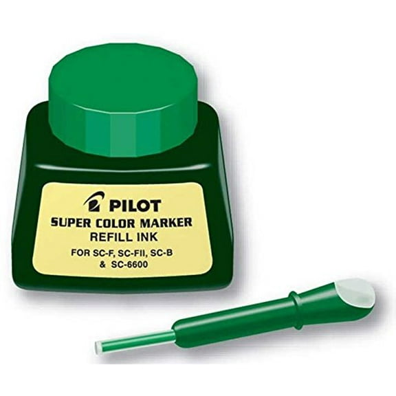 Pilot Super Color Permanent Marker Refill Ink, 1 Ounce Bottle with Dropper, Green Ink (43800)