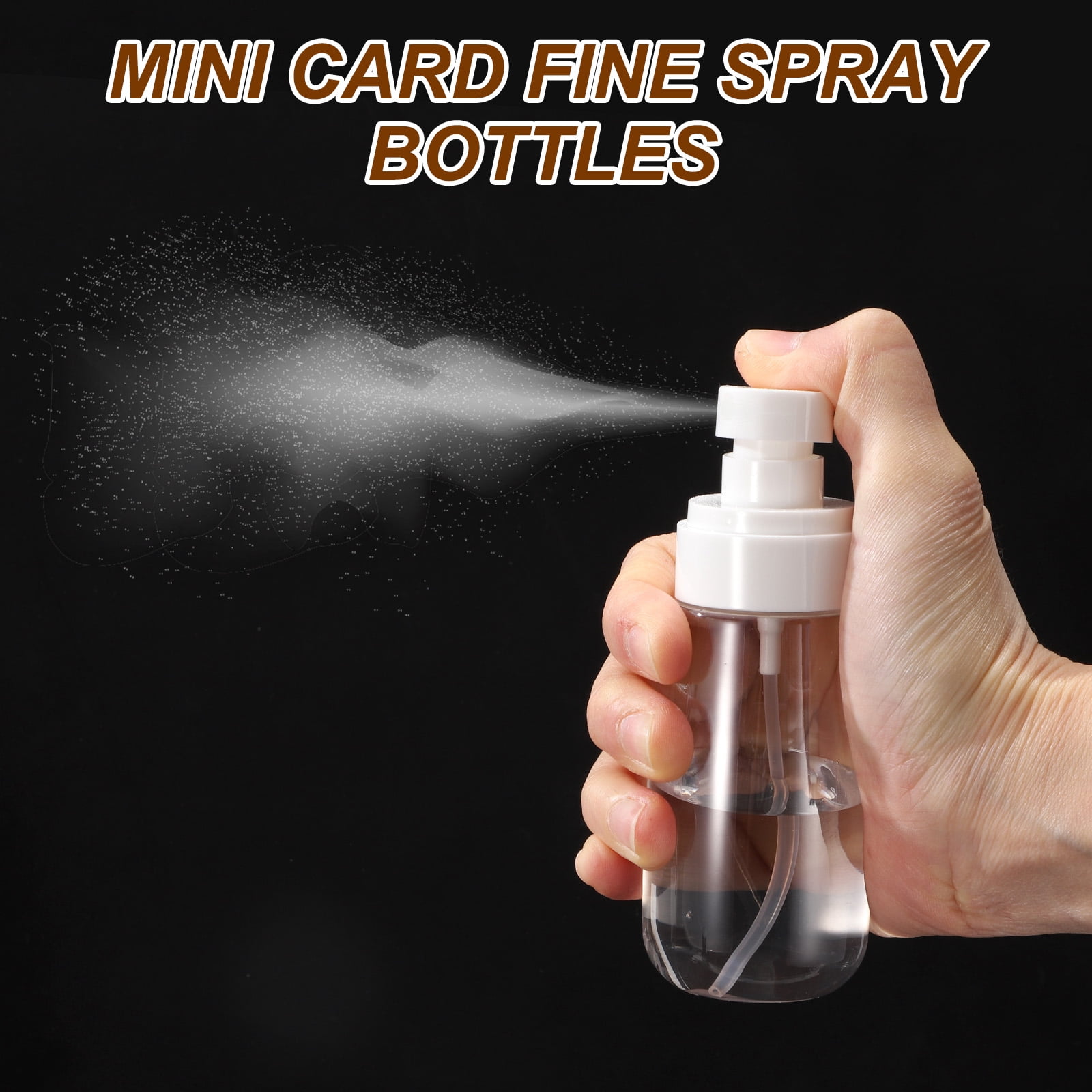 3Pcs Small Spray Bottles, 100ml/3.4 oz Travel Size Spray Bottle Fine Mist with Labels (Cylinder, White/Clear)