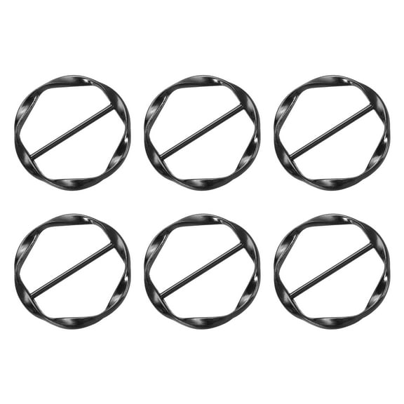 Uxcell 6 Pack T-shirt Clips, 34mm(1-5/16") Round Metal Silk Scarf Ring Clipfor Women Scarf, Loose T-shirt, Black