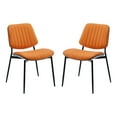 thumbnail image 5 of Tcbosik Upholstered Dining Chairs Set of 2, Modern Faux Leather Armless Kitchen Chair, Mid Century Leisure Accent Chair with Metal Legs for Living Room, Bedroom, Orange, 5 of 10