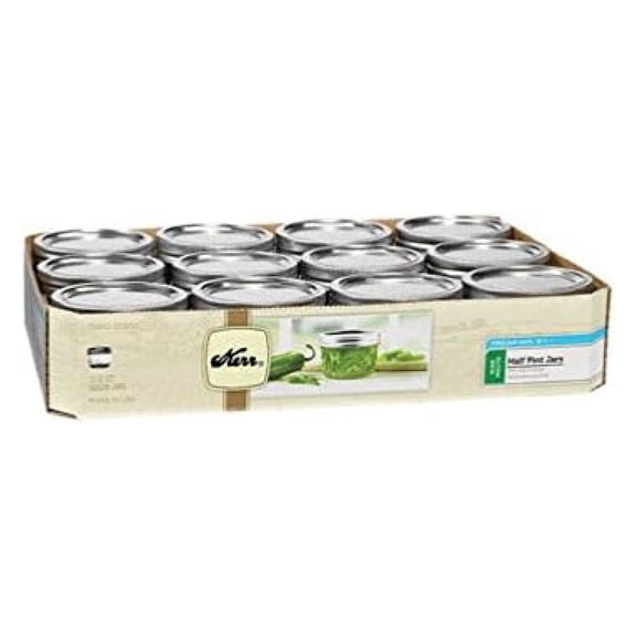 Canning Jars 1/2 Pint Wide Mouth - Kerr 00500 Mason Jars with Lids & Bands (6 Pack) - Food Storage, Pickling, Jam, Jelly, Home Canning, Preserving