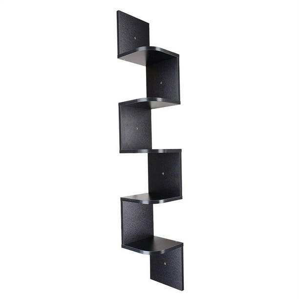 Wood Corner 5 Tiers Wall Shelf Zig Zag Wooden Shelves Wooden Mount Rack