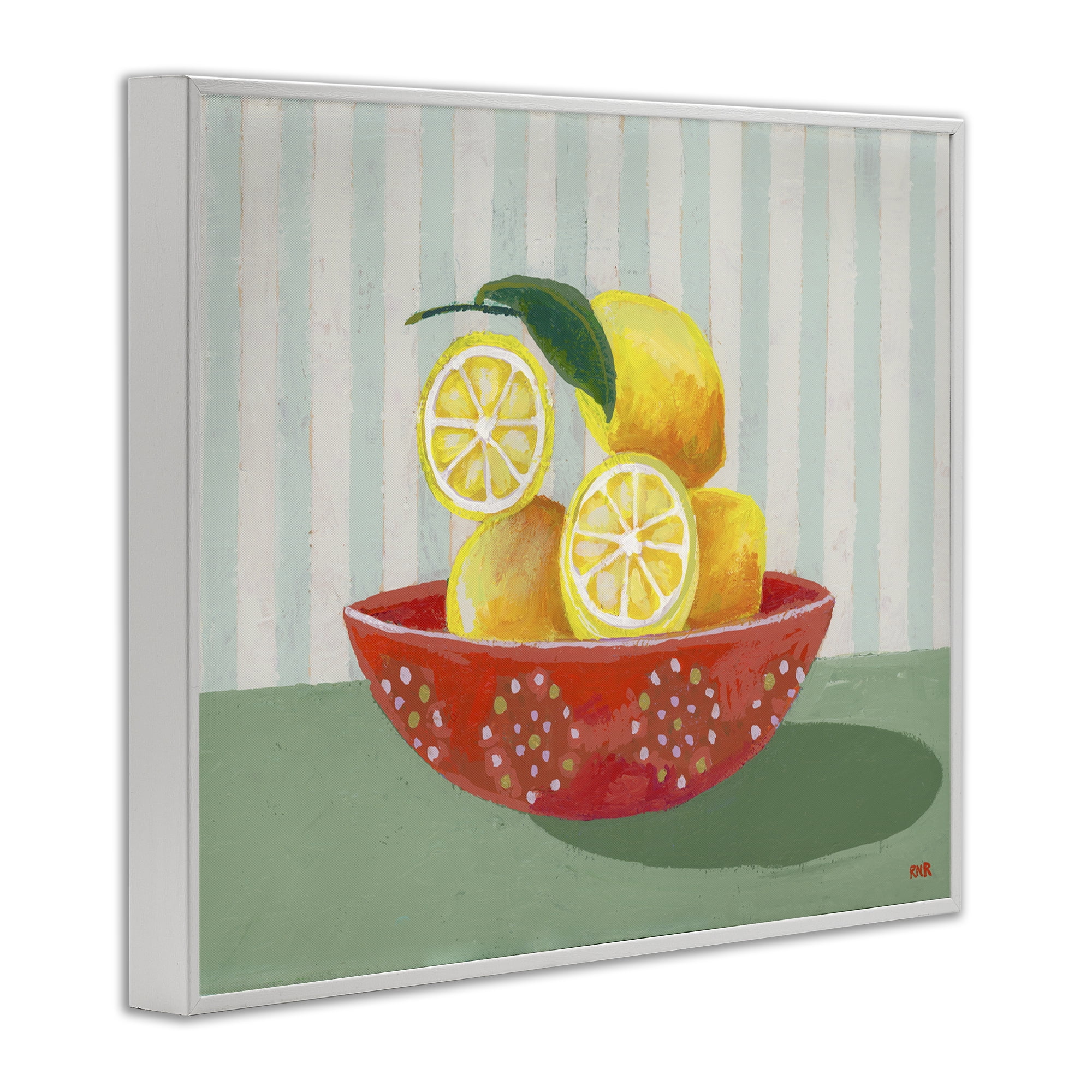 Stupell Industries Sunny Lemons in Red Bowl White Framed Giclee Art, design by Rachael Reese