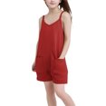 thumbnail image 4 of snilers Girls Summer Sleeveless Rompers Spaghetti Strap Jumpsuit Shorts Casual Beach Travel Vacation Outfits with Pockets Size 5-14 Years, 4 of 8