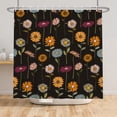 thumbnail image 2 of SUNOLIFE Daisy Floral Shower Curtain Black Flowers Waterproof Fabric Bathroom Curtain 72x72 in, 2 of 4