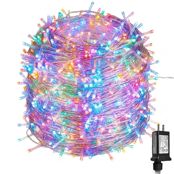 VOLIVO 196FT Fairy Lights, Flexible Copper Wire String Lights, Multicolor 600LEDs, 8 Modes, Plug-In for Christmas, Indoor Outdoor Decoration