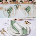 thumbnail image 2 of Sage Green Grey Stripe Cloth Napkins, Farmhouse Simple Striped Washable and Reusable Dinner Napkins Set of 8, Table Napkin for Kitchen Party Birthday Wedding Hotel Housewarming 20"x20", 2 of 8