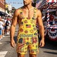 thumbnail image 2 of CAIVO Printed Overalls for Men Shorts Romper Festival Jumpsuits Work Bibs Coveralls Adjustable Strap With Pockets Elegant Independence Day Themed Jumpsuit With Straps Casual And All Day Comfort, 2 of 6