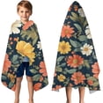 thumbnail image 3 of Pioneer Flower Floral Print Pattern Hooded Bath Towel，50"x30" for Ages 3 To 12 Kids, Quick Dry Lightweight Soft Microfiber Hood Beach Towel Cover Up for Kids, 3 of 7