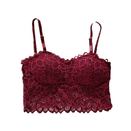 

Soft Simple Sexy Breathable Wirefree Lace Bralette Claret，G123553