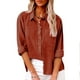 thumbnail image 1 of ICHUANYI Clearance Womens Color Button Shirts V Neck Loose Blouse Longt Sleeve Casual Work Tunic Tops With Pocket(Orange, S) ICHUANYI WER2023080810117, 1 of 8