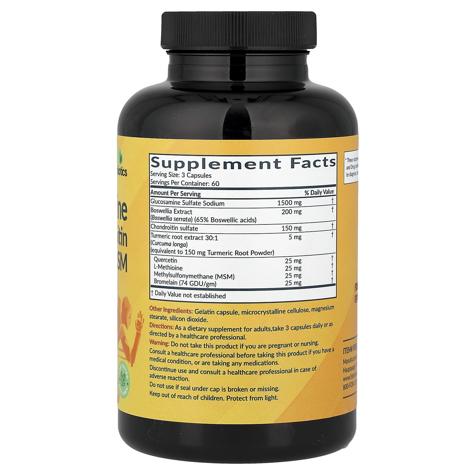Futurebiotics Glucosamine, Chondroitin, Turmeric & MSM, 180 Capsules
