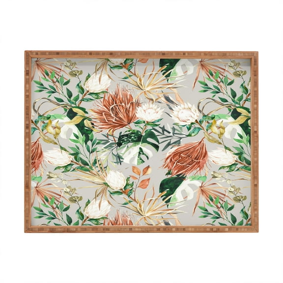 Society6 Marta Barragan Camarasa Bohem Tropical Bloom Large Rectangle Bamboo Tray, 18" x 14"