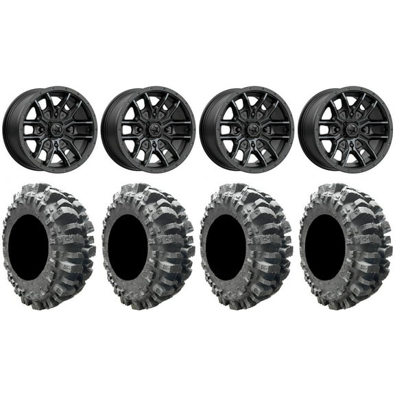 MSA Fang 14" Wheels Black 30" Bogger Tires Sportsman RZR Ranger