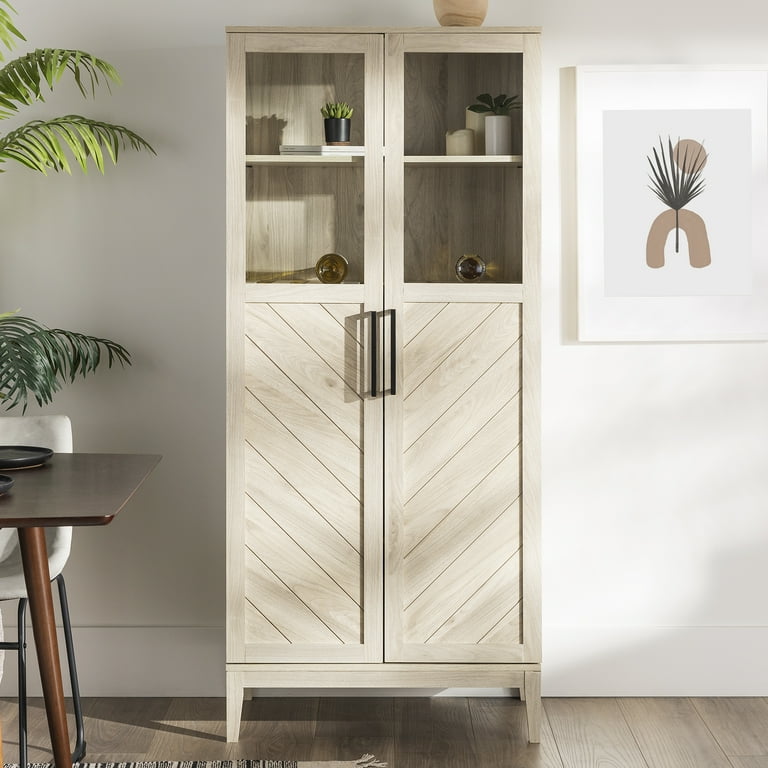 Boistore Walker Edison Mid Century 2-Door Chevron Bar Storage Cabinet
