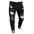 thumbnail image 3 of Fashion Mens Jeans Long Pants Denim Skinny Ripped Frayed Slim Fit Biker Work Trousers, 3 of 4