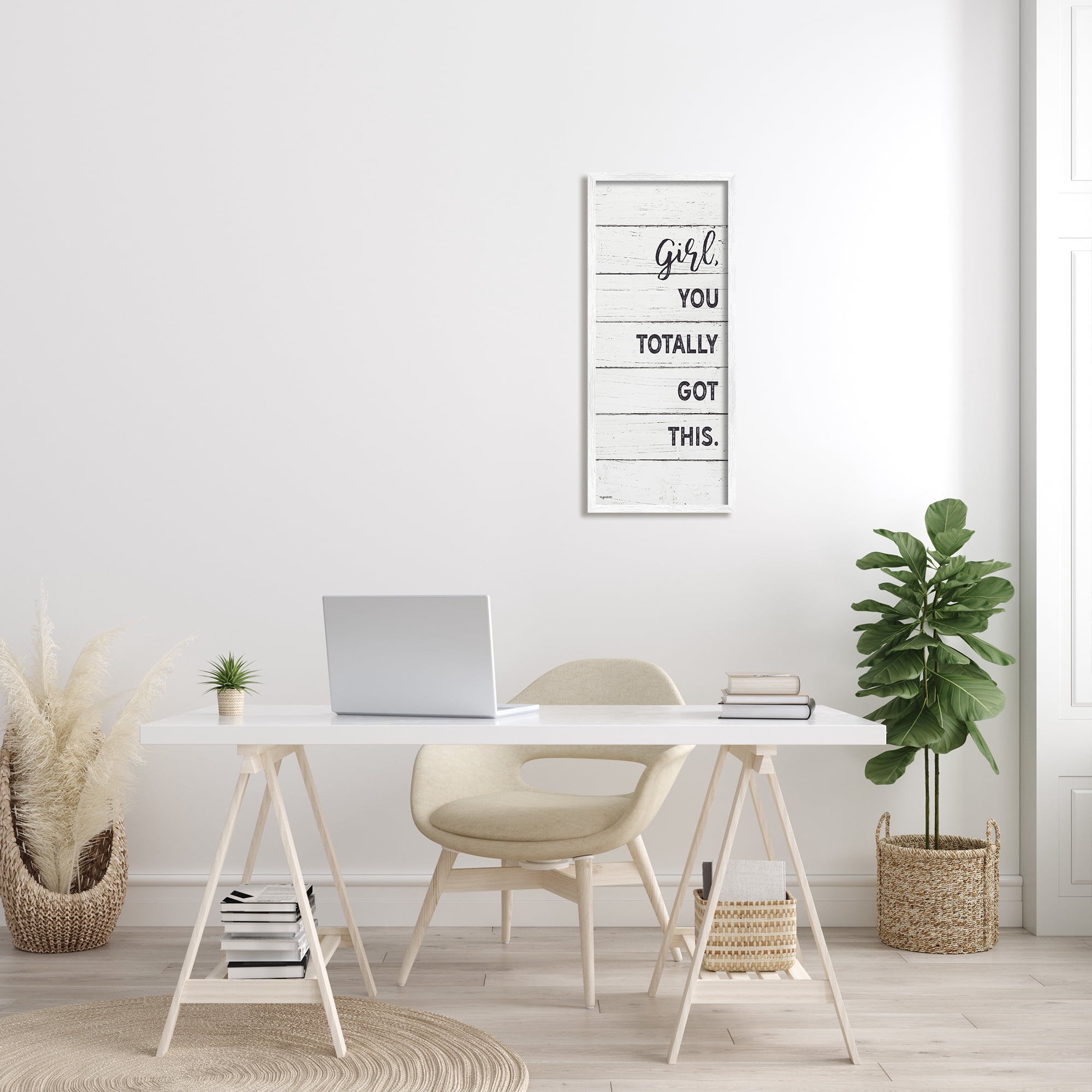 Stupell Industries Girl You Totally Got This Phrase Minimal Plank Pattern, 13 x 30, Designed by Kyra Brown