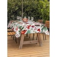 thumbnail image 2 of Outdoor Tablecloth with Umbrella Hole and Zipper, Christmas Cardinal Rectangle Table Cloth 60x120 Inch Waterproof Tablecloth, Xmas Winter Flower Bow Pine Fruits Picnic Table Cover for Patio Camping, 2 of 7