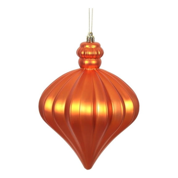 Pemberly Row 6" Matte Burnished Orange Onion Drop Christmas Ornaments (Set of 4)