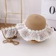 thumbnail image 4 of 56-58cm hat circumference women's straw hat lace chrysanthemum hat straw bag set summer basin hat sunscreen - Khaki, 4 of 5
