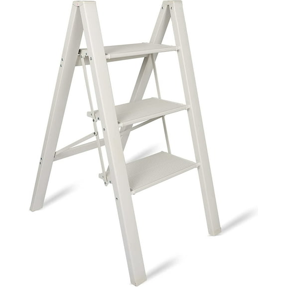 netuera 3 Step Ladder Folding Step Stool with Anti-Slip Pedal Aluminum Portable Kitchen Ladder Suitable for Household Office 330LBS Capacity