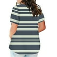 thumbnail image 3 of yillto Womens Summer Plus Size Top Short Sleeve V Neck Loose Striped Blouse Causal Tshirts with Pockets, 3 of 5