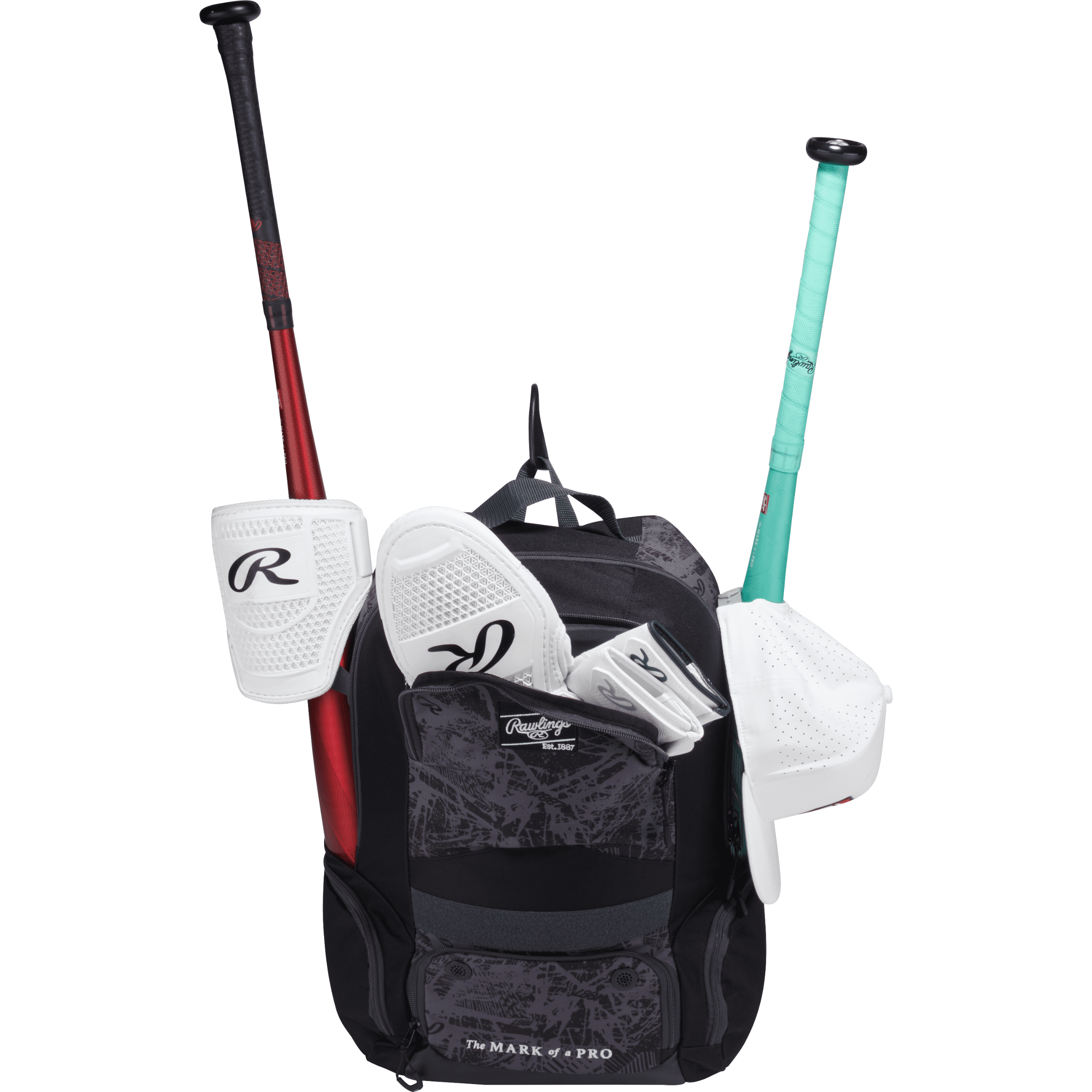 Rawlings Gamer Series Baseball Backpack | Bat & Gear Bag | Black